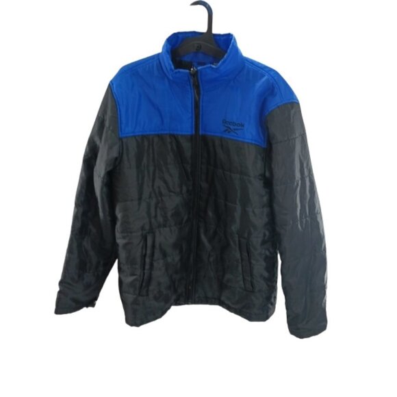 REEBOK Boys Windbreaker Light Jacket Black Blue Casual Athletic Size XL 18/20 - Picture 1 of 6